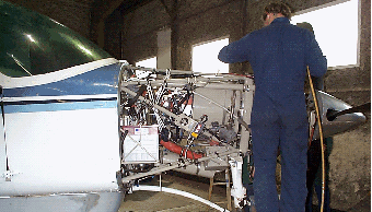 Aero Twin mechanic at work on a Cessna Caravan