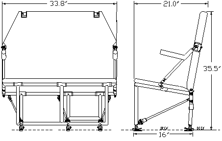 Click on this drawing for Specifications of the Quick Fold Double Seat